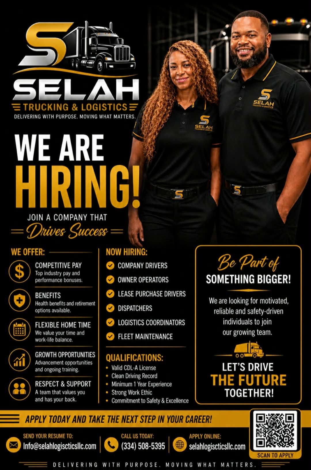 Se'lah Trucking & Logistics LLC founders in branded polo shirts